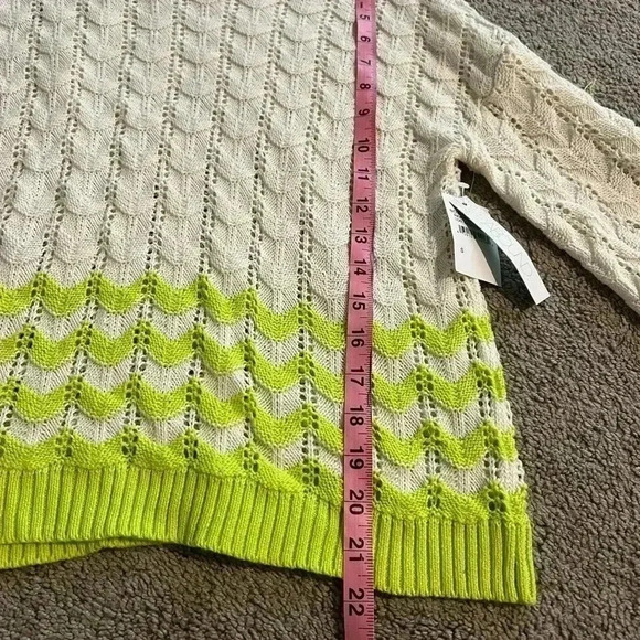ABOUND Ivory/Green Sorbet Striped Pointella Knit Sweater Women's Size XXS, small - Picture 4 of 14